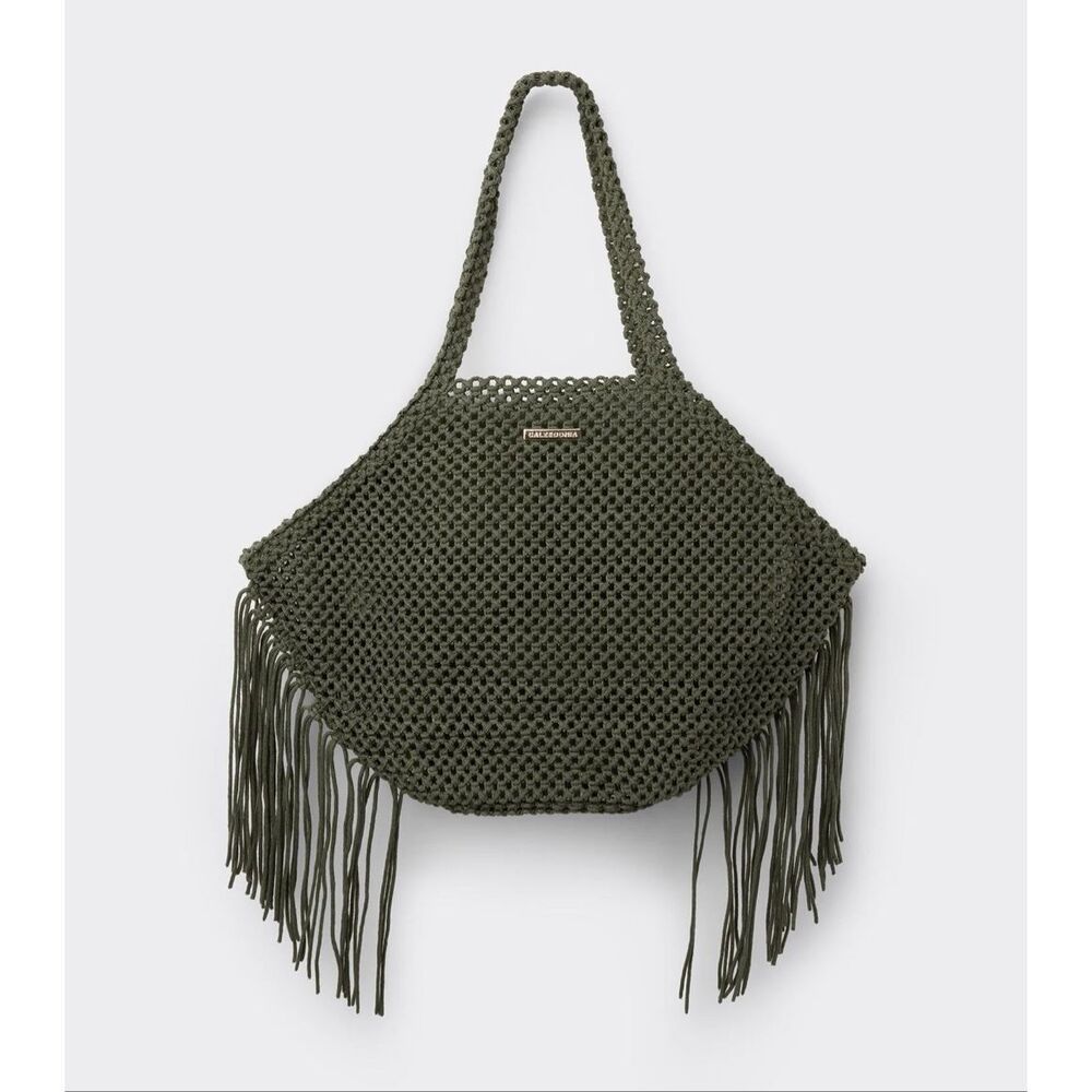 Calzedonia Knitted Bag Dark Green Fringe